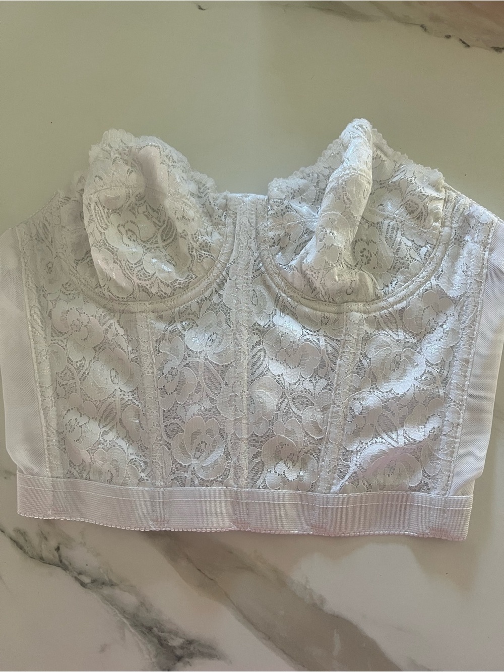 White Lace Bustier Bodysuit Top - Women's Lace Underwire Bodysuit